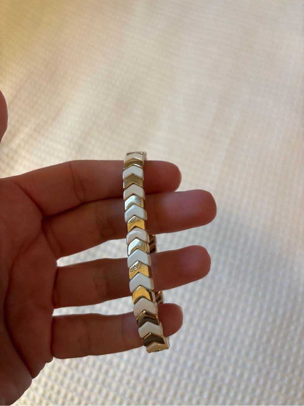 Roxanne Assoulin Gold and Cream Tile Stretch Bracelet - Women Jewelry
